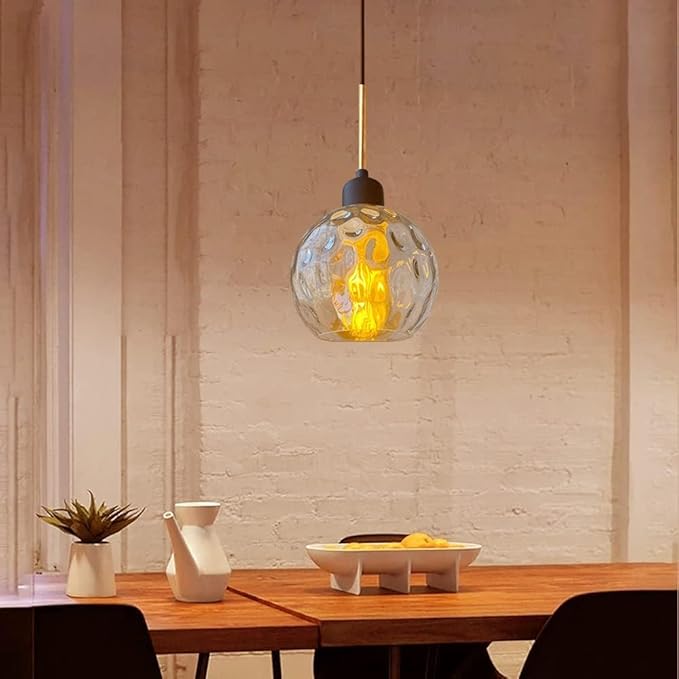 3 Pack Clear Hammered Globe Glass Shade, Glass Shades Replacements Lampshades Covers for light Fixtures with Chandelier Vanity Wall Sconces Pendants