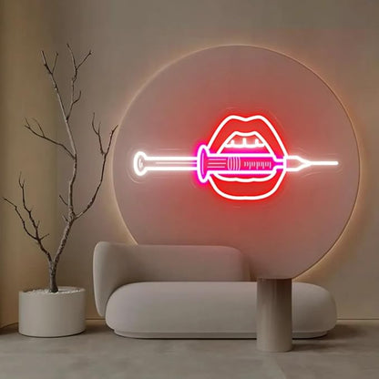 Lips Botox Neon Sign, Botox Neon Sign, Med Spa Decor, Spa Studio Decor, Botox and Filler, Surgery Office Art, Injection Beauty Salon Sign USB Size:20x9inches
