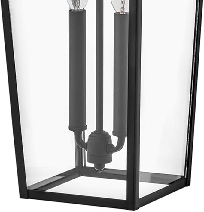 Hinkley Alford Place 25658MB Large Outdoor Tall Wall Mount Lantern - Die Cast Aluminum Frame, Sealed Clear Glass - Museum Black