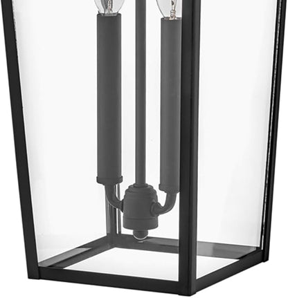 Hinkley Alford Place 25658MB Large Outdoor Tall Wall Mount Lantern - Die Cast Aluminum Frame, Sealed Clear Glass - Museum Black