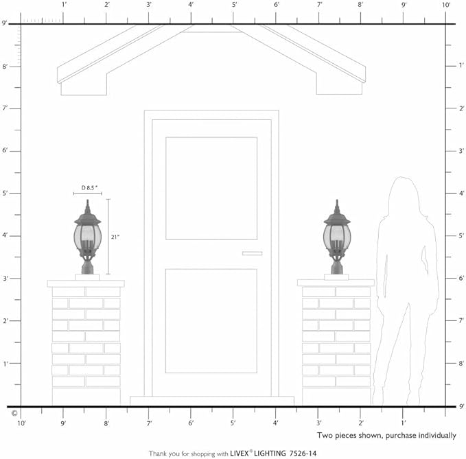 Livex Lighting 7526-14 Frontenac Traditional 3-Light Outdoor Post Top Light with Clear Beveled Glass Shades, 22" x 8" x 22", Black