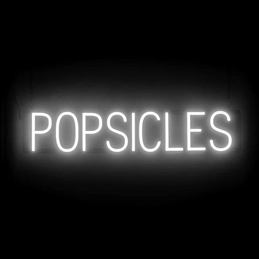 SpellBrite POPSICLES Sign | Treat-Related Sign with Neon Look, White LED Light Source | 31.6" x 6.3"