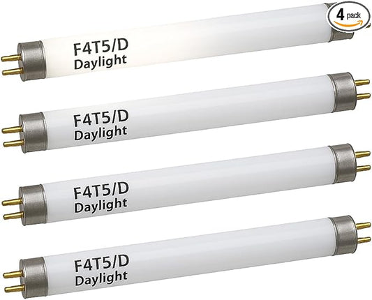 OHLECTRIC F4T5/D Linear Fluorescent Tube 6-Inch (4-Pack) T5 4W Straight Bulbs Daylight Camping Lantern Bulb Linear Bulbs, High Output Under Cabinet Bulb, G5 Base 6500K