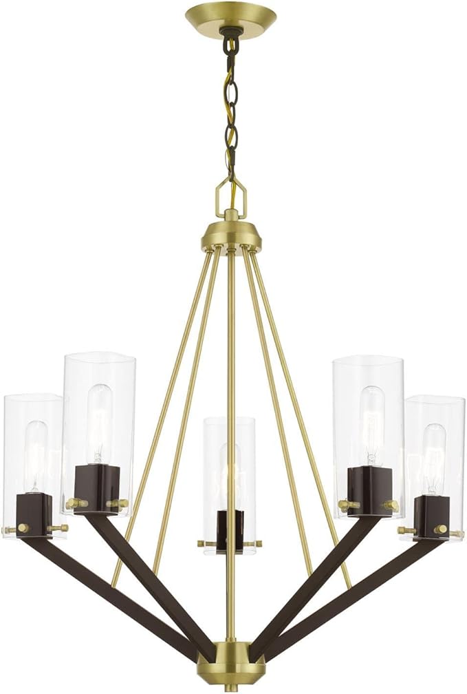 Livex Lighting 5 Light Satin Brass & Bronze Chandelier