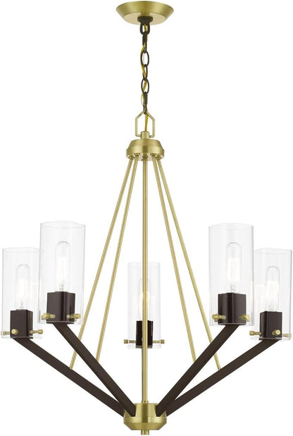 Livex Lighting 5 Light Satin Brass & Bronze Chandelier