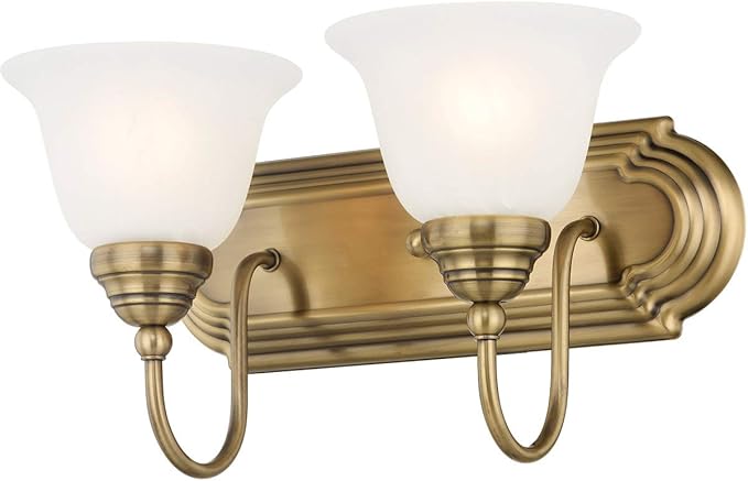 Livex Lighting 1002-01 Belmont 2-Light Bath Light, Antique Brass