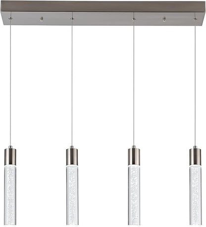 4-Light Pendant Light Fixtures for Kitchen Island, Updated Preminum LED Pendant Lighting with Crystal Bubble, 32W Modern Hanging Ceiling Light, 6000K Light for Dining Room,for Kitchen…