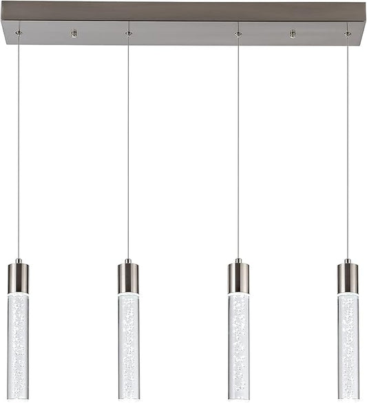4-Light Pendant Light Fixtures for Kitchen Island, Updated Preminum LED Pendant Lighting with Crystal Bubble, 32W Modern Hanging Ceiling Light, 6000K Light for Dining Room,for Kitchen…