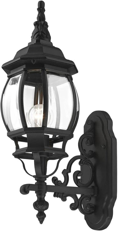 Livex Lighting 7520-04 Outdoor Wall Lantern with Clear Beveled Glass Shades, Black, 21" x 7" x 21"