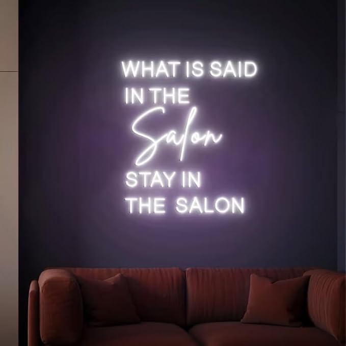What is Said in the Salon Stays in the Salon, Salon Neon Sign, Neon Light Sign for Salon Wall Decorations, Salon Sign, Beauty Salon Decor Size:H20xW17inch