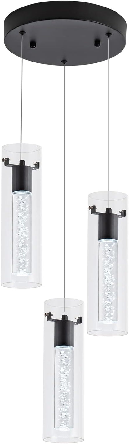 Kitchen Lighting Pendant, Modern Pendant Light with Black Finish, Pendant Lights for Kitchen Island Restaurant, Dining Room(3 Light)