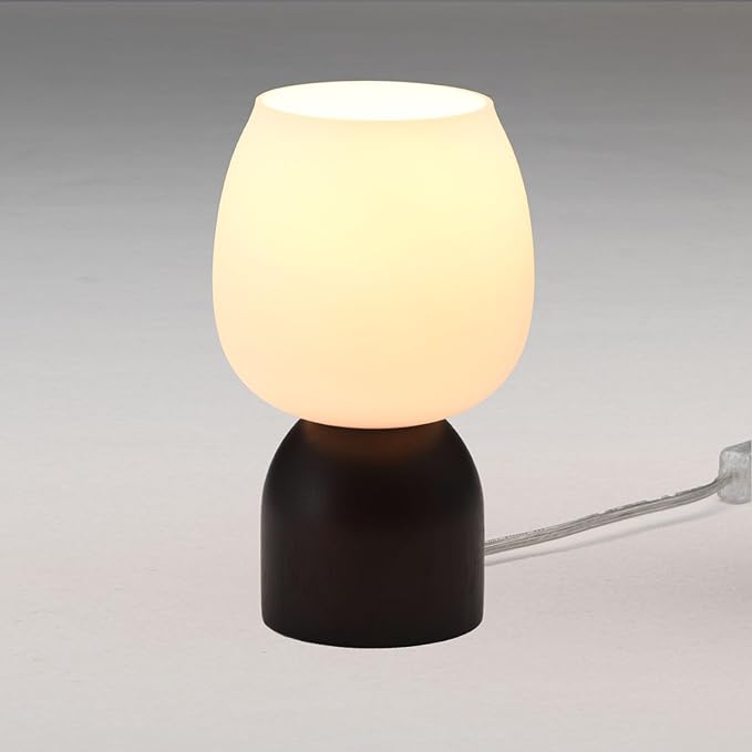 Small RGB Table Lamp for Bedroom, Remote Control Color Changing Desk Lights, with White Opal Glass Lamp Shade, for Living Room Nightstand,Black Wood