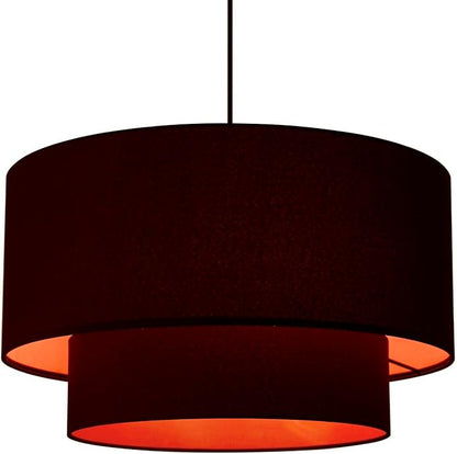 Livex Lighting 45618-04 Sentosa Collection 3-Light Pendant Hanging Light with Black and Orange Hardback Fabric Shade, Black, 20 x 20 x 99