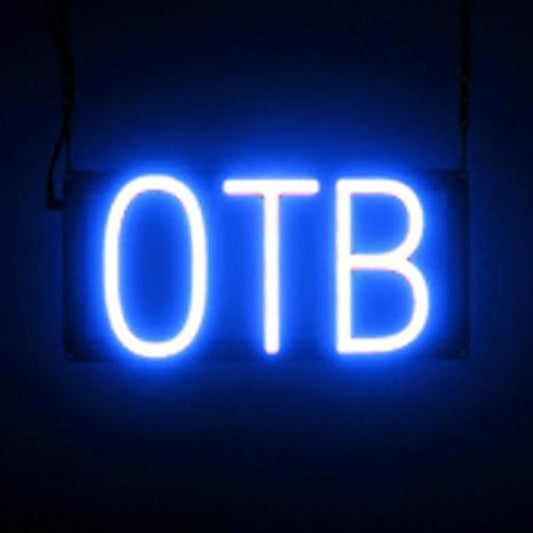 SpellBrite OTB Sign | Gaming-Related Sign with Neon Look, Blue LED Light Source | 13.2" x 6.3"
