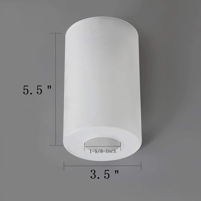 3 Pack Frosted Glass Shade, Cylinder Light Fixture Replacement Globe or Cover with 1-5/8-Inch Fitter for Chandelier Wall Sconce Pendant Light, G0073