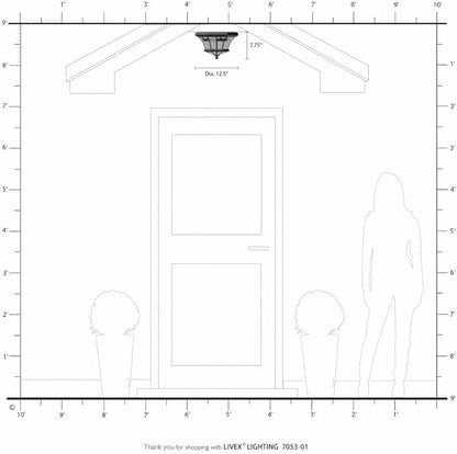 Livex Lighting 7053-91 Monterey 3 Light Outdoor/Indoor Brushed Nickel Finish Solid Brass Flush Mount with Clear Beveled Glass
