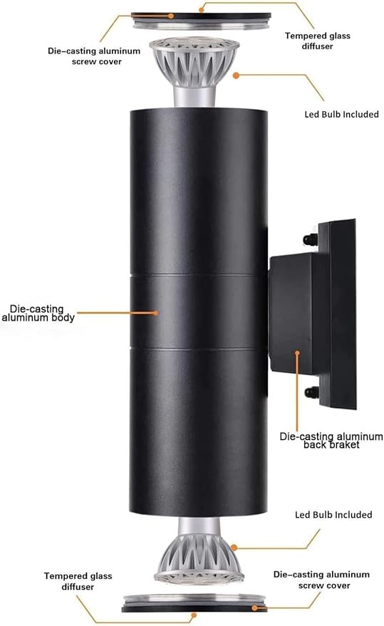 Dusk to Dawn Outdoor Wall Lighting,Double Up Down Aluminum Waterproof Wall Light with Sensor -Modern Outdoor Light Fixture for Porch, Backyard and Patio-ETL Listed (4 Pack)