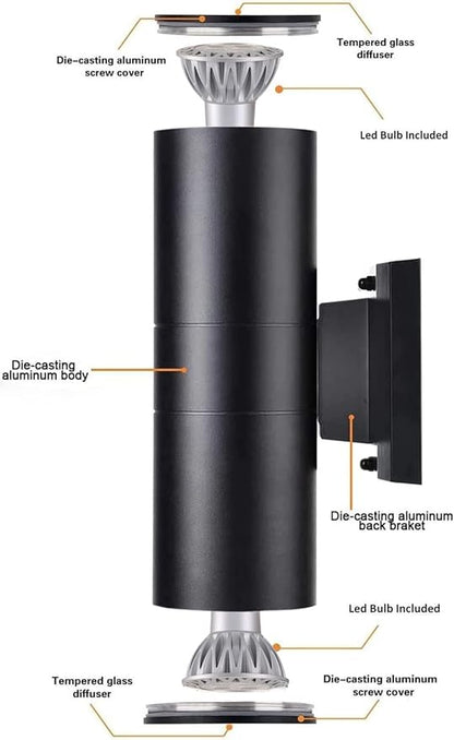 Dusk to Dawn Outdoor Wall Lighting,Double Up Down Aluminum Waterproof Wall Light with Sensor -Modern Outdoor Light Fixture for Porch, Backyard and Patio-ETL Listed (4 Pack)
