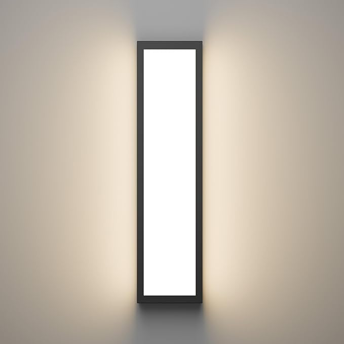 LamQee 23.6 Inch Oversized Modern Outdoor Wall Lights, Brighter 3000K LED Outdoor Sconces Wall Mount Exterior Lighting Fixtures with Rectangular Acrylic Shade for House Porch Patio Garage Front Door