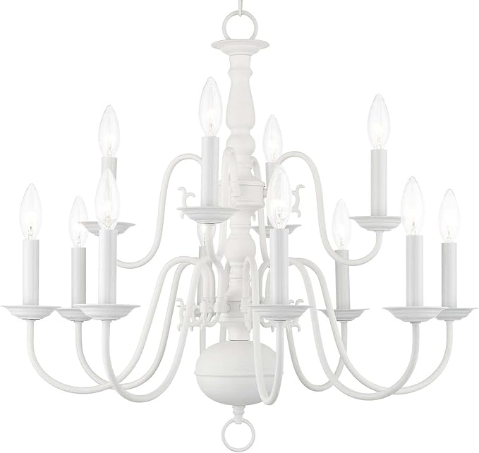 Livex Lighting 5012-03 Williamsburgh 12 Light White Chandelier