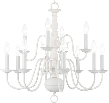 Livex Lighting 5012-03 Williamsburgh 12 Light White Chandelier