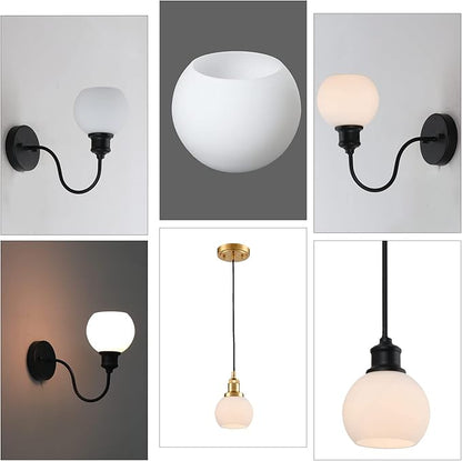 Opal White Frosted Glass Globe Lamp Shades Replacement Lampshade Cover with 1-5/8-inch for Wall Sconce Pendant Lighting G0092