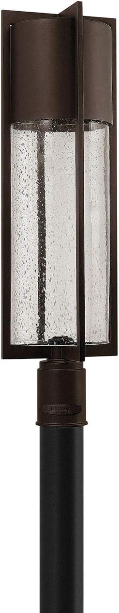 Hinkley Shelter Large Post Top or Pier Mount Lantern - Low Voltage, LED Included, Aluminum, Clear Seedy Glass Shade, Dark Sky Compliant - Buckeye Bronze Finish