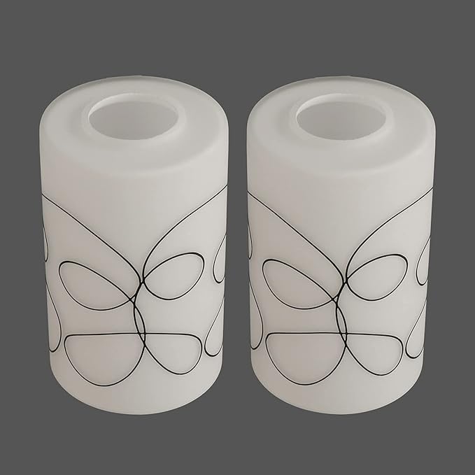2 Pack Modern Line Style Glass Shade, Cylinder Light Fixture Replacement Globe or Cover with 1-5/8-Inch Fitter for Chandelier Wall Sconce Pendant Light, G0048