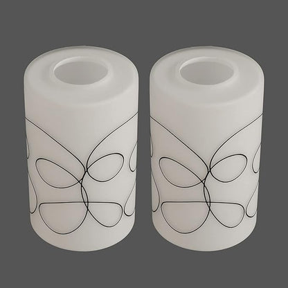 2 Pack Modern Line Style Glass Shade, Cylinder Light Fixture Replacement Globe or Cover with 1-5/8-Inch Fitter for Chandelier Wall Sconce Pendant Light, G0048