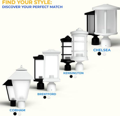 KASTLITE Outdoor Post Light Fixture, Fits 3" Lamp Post Outdoor Lighting - Anti-Rust Waterproof Lantern Pole Light, E26 Base - Yard Pathway Driveway Patio Deck Fence & Street Lighting, White