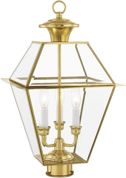 Livex Lighting 2384-61 Westover Charcoal 3 Light Outdoor Post Lantern, 22.00x12.00x12.00