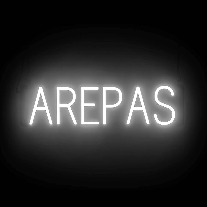 SpellBrite AREPAS Sign | Restaurant-Related Sign with Neon Look, White LED Light | 24.4" x 6.3"
