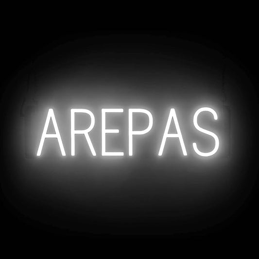 SpellBrite AREPAS Sign | Restaurant-Related Sign with Neon Look, White LED Light | 24.4" x 6.3"