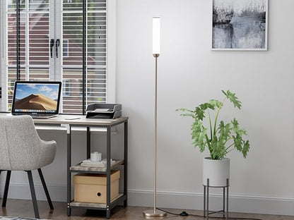 Ambimall LED Floor Lamp with Remote Control, 65" Standing lamp with Stepless Adjustable 3000K-6500K Colors & 30-100% Brightness, Foot Switch(Champagne Gold)