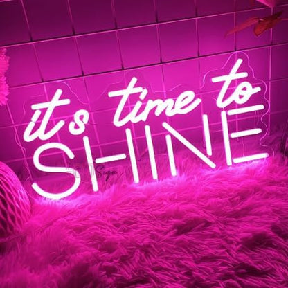 It Is Time To Shine Neon Led Sign Room Wall Decor LED Night Lights Sign USB Home Bedroom Party Bar Decoration Neon Lamps Size:45x21.5CM