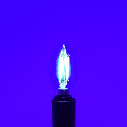 LUXRITE E12 LED Filament Blue Light Bulb, 4.5W (40W Equivalent), Colored Glass Candelabra Bulb, UL Listed, E12 Base, Indoor Outdoor, Porch, Decoration, Party, Holiday, Event, Home Lighting (3 Pack)