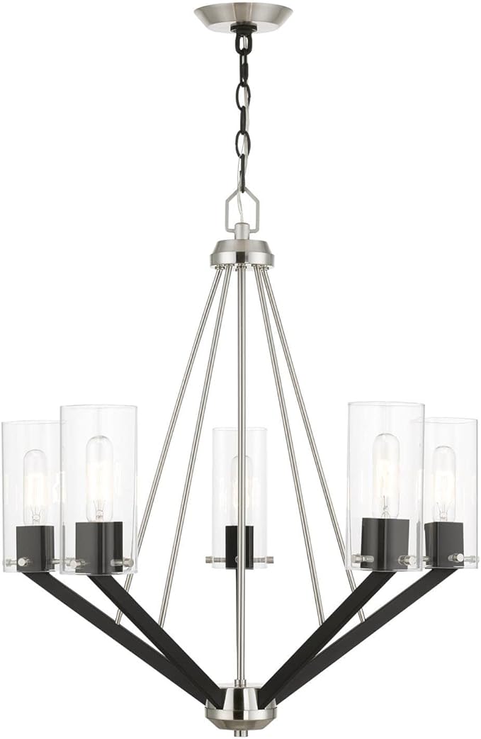 Livex Lighting 5 Light Brushed Nickel & Black Chandelier