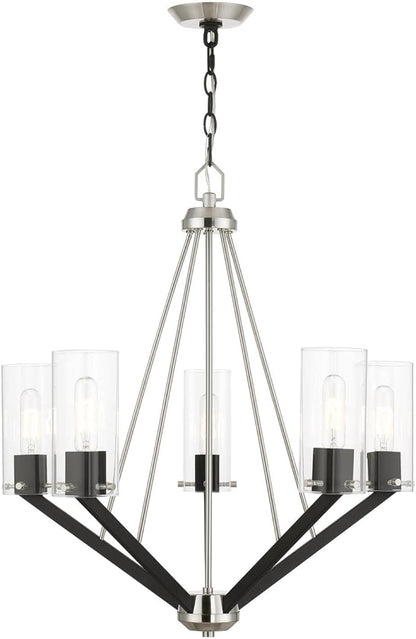 Livex Lighting 5 Light Brushed Nickel & Black Chandelier