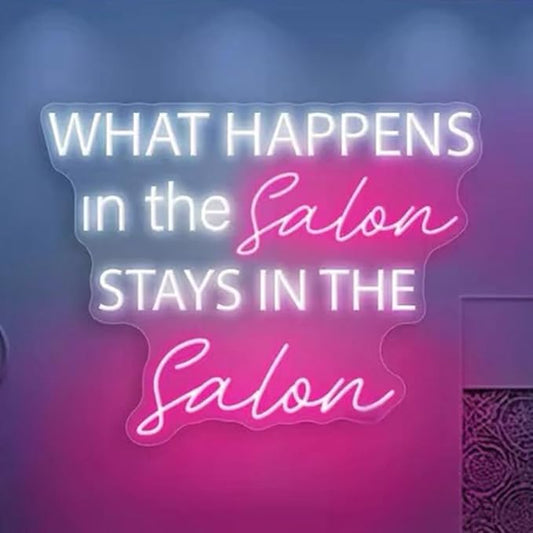 What Happens In The Salon Stays In The Salon Neon Sign Salon LED Light Studio Neon Light Spa Led Sign Beauty Clinic Room Wall Art Decors Size:17inch