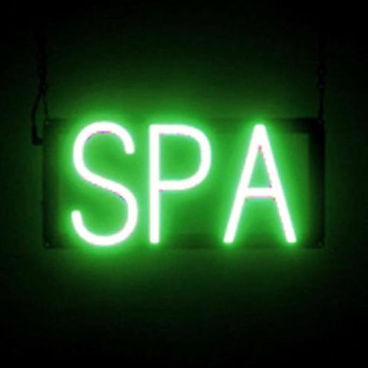 SpellBrite SPA Sign | Beauty-Related Sign with Neon Look, Green LED Light Source | 13.4" x 6.3"