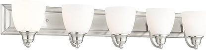 Livex Lighting 10505-91 Transitional Five Light Bath Vanity from Springfield Collection in Pwt, Nckl, B/S, Slvr. Finish, Brushed Nickel, 36 x 7 x 7