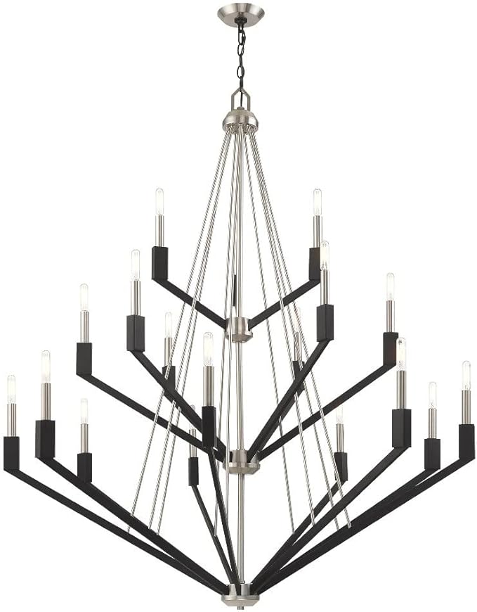 Livex Lighting 51169-91 Beckett - Eighteen Light 3-Tier Foyer, Brushed Nickel/Black Finish