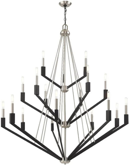 Livex Lighting 51169-91 Beckett - Eighteen Light 3-Tier Foyer, Brushed Nickel/Black Finish