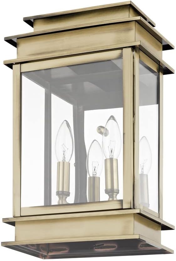 Livex Lighting 2016-04 Transitional Two Light Outdoor Wall Lantern from Princeton Collection in Black Finish
