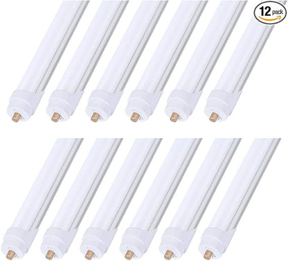 8ft LED Bulbs,12 Pack 96" 45W FA8 Single Pin LED Tube Lights 5400LM, 6000k, Milky Cover, F96T12 Bulb Fluorescent Replacement, Ballast Bypass