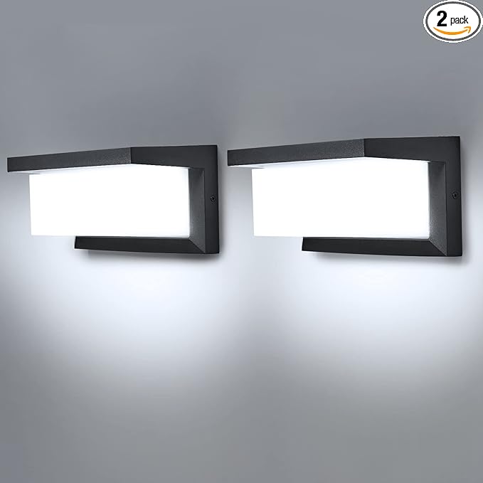 Outdoor Light Fixtures Wall Mount 2 Pack, 3 Colors & Dimmable Exterior Wall Lights for House, Front Porch & Patio