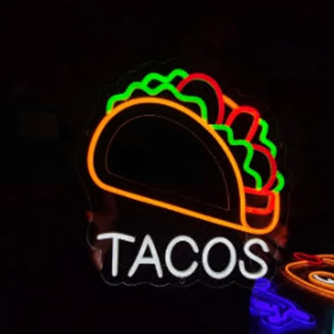 Tacos neon sign, 20inches tacos led light, mexican food neon lights, street food led sign