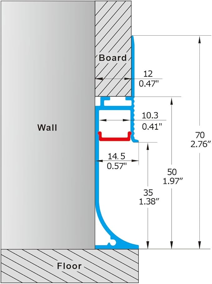 Besseto White Baseboard LED Aluminum Channel,3 x 2m Toe Kick LED Strip Light Aluminum Channel Profile Skirtingboard Baseboard Light for Living Room Bedroom Kitchen Home Theater(White 3Pack 2M 6.6ft)