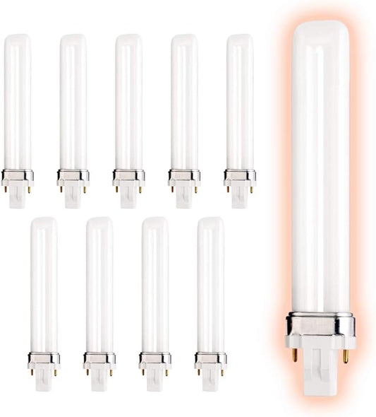 GoodBulb 13 Watt CFL Light Bulbs | 2 Pin GX23 Base 5000K Daylight | 13W High Output 800 Lumens | Single Tube Compact Fluorescent Light Bulbs Plug-in | Car Dealership Lighting | 10 Pack