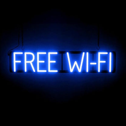 SpellBrite FREE WI-FI Sign | Cafe-Related Sign with Neon Look, Blue LED Light Source | 30.7" x 6.3"